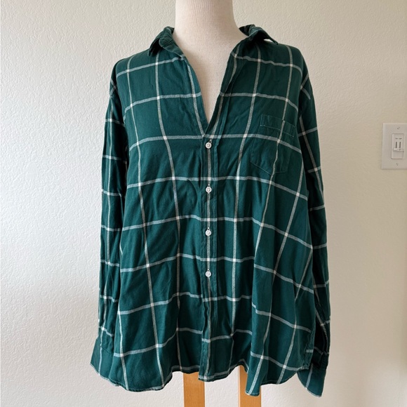 Frank & Eileen Green White Windowpane Plaid Flannel Button Down Shirt XL - Picture 3 of 10